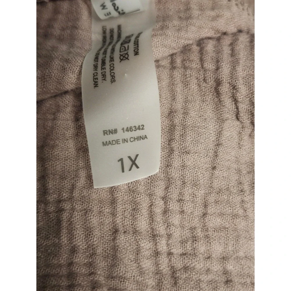 Nicole Miller New York 100% Cotton Gauze Lounge 1X Brwn‎ Beach Embroidered Set
